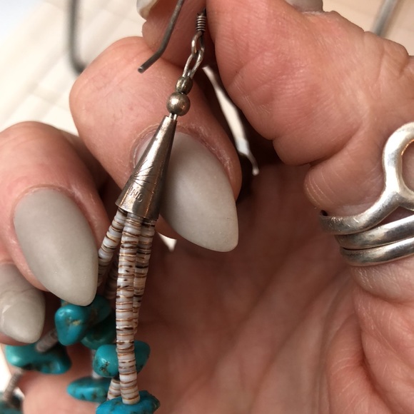 Heishi & Turquoise Navajo Earrings - Picture 5 of 5